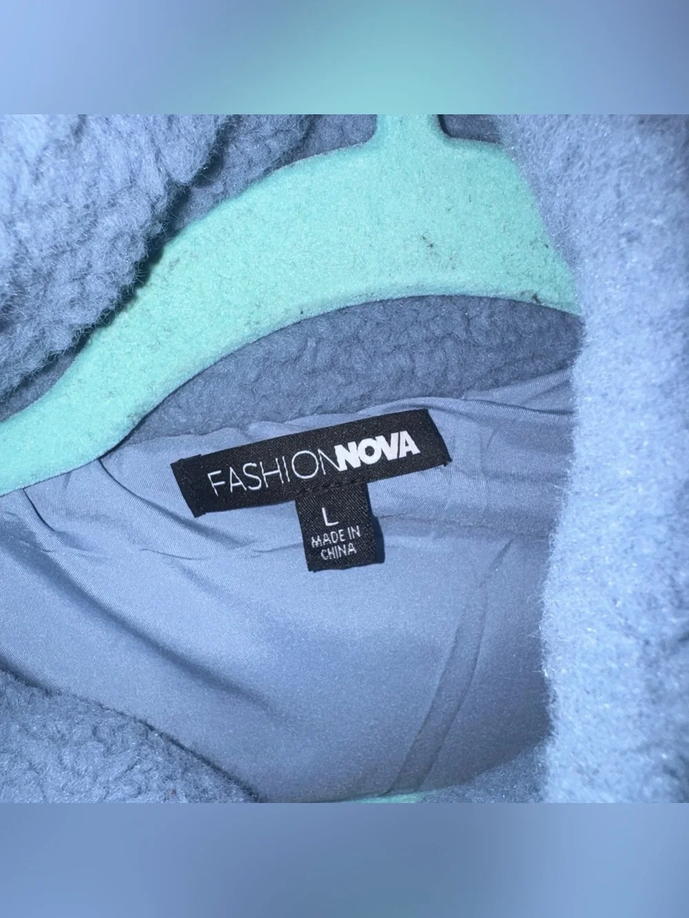 Fashion Nova Light Blue women Sherpa Half-Zip Puffer Jacket